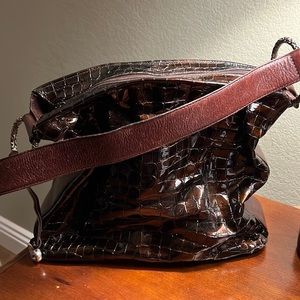 Brighton Brown Croc print shoulder bag